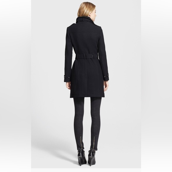 Burberry Brit Black Rushworth Belted Wool Cashmere Blend Trench Coat Size 6 - Picture 3 of 13